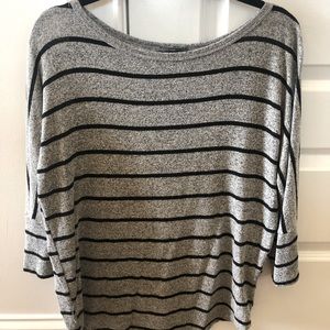 Market & Spruce Black/Gray Stripe Top